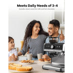 Halbautomatische Espressomaschine (20 Bar) mit Mahlwerk und Milchaufschäumer