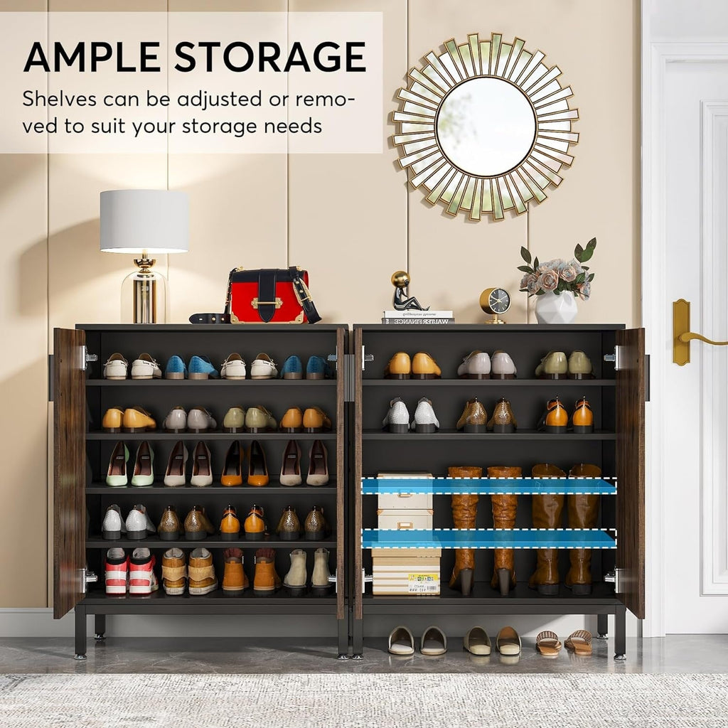Moderner Schuhschrank mit Türen für 20 Paar Schuhe, 6-stöckiges, freistehendes Schuhregal für den Eingangsbereich