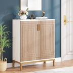 Schuhschrank für 20 Paar Schuhe, 95 cm (37,4 Zoll) hoher, moderner Schuhschrank mit Türen, Weiß &amp; Gold