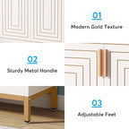 Schuhschrank für 20 Paar Schuhe, 95 cm (37,4 Zoll) hoher, moderner Schuhschrank mit Türen, Weiß &amp; Gold