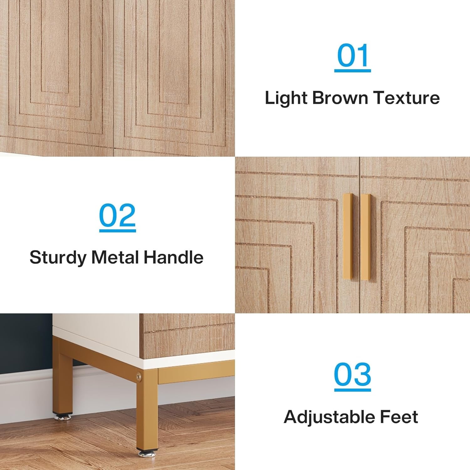 Schuhschrank für 20 Paar Schuhe, 95 cm (37,4 Zoll) hoher, moderner Schuhschrank mit Türen, Weiß &amp; Gold