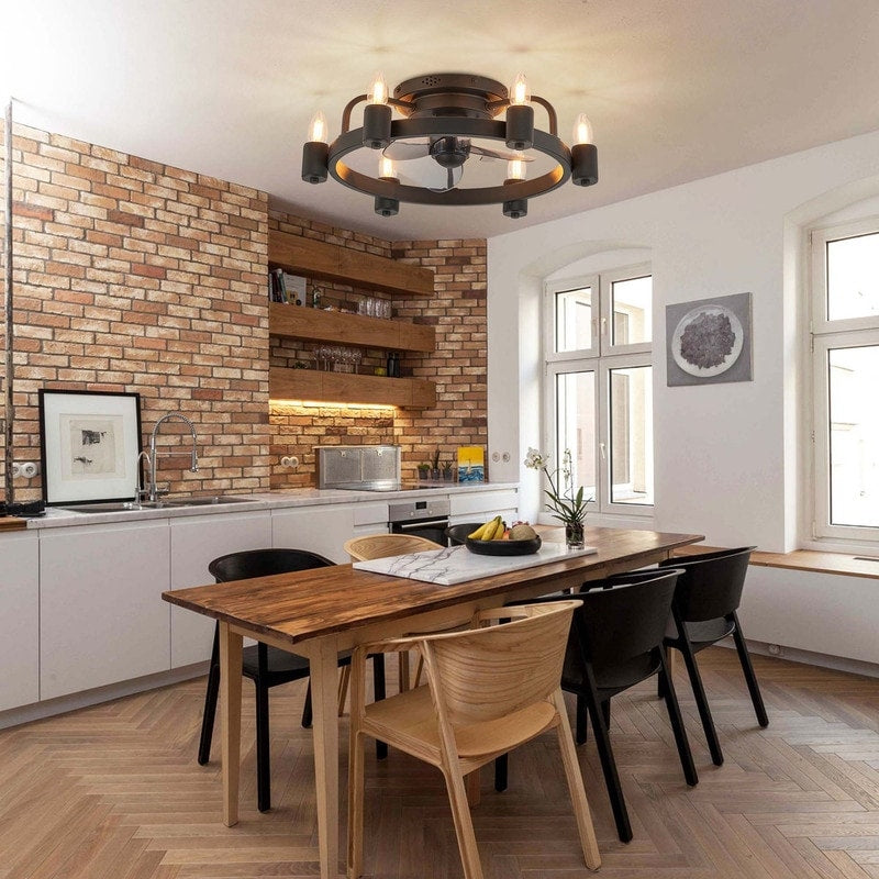 20-Zoll-Deckenventilator im modernen Landhausstil mit LED-Beleuchtung, flachem Profil, Einbauleuchte und Fernbedienung für das Wohnzimmer