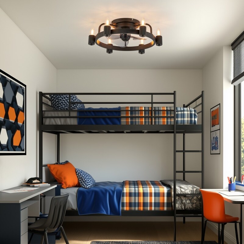 20-Zoll-Deckenventilator im modernen Landhausstil mit LED-Beleuchtung, flachem Profil, Einbauleuchte und Fernbedienung für das Wohnzimmer