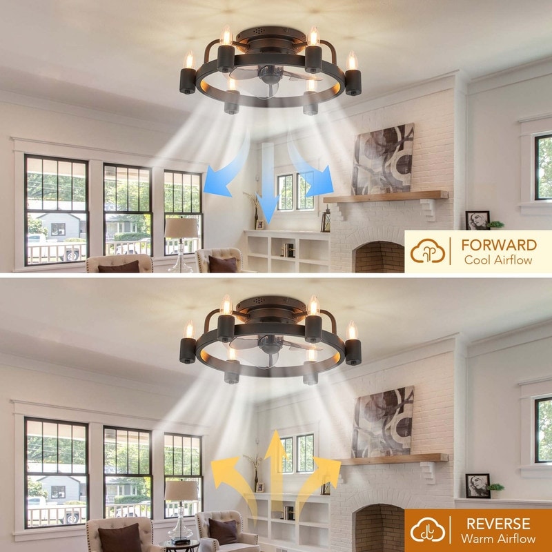 20-Zoll-Deckenventilator im modernen Landhausstil mit LED-Beleuchtung, flachem Profil, Einbauleuchte und Fernbedienung für das Wohnzimmer