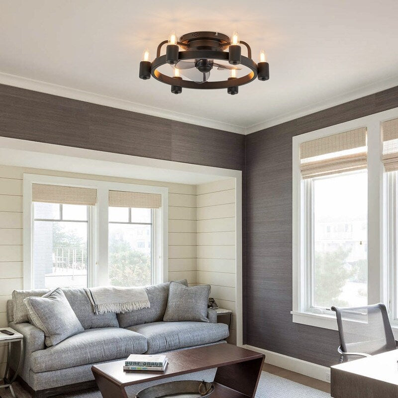 20-Zoll-Deckenventilator im modernen Landhausstil mit LED-Beleuchtung, flachem Profil, Einbauleuchte und Fernbedienung für das Wohnzimmer