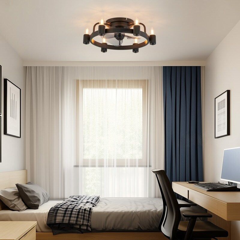 20-Zoll-Deckenventilator im modernen Landhausstil mit LED-Beleuchtung, flachem Profil, Einbauleuchte und Fernbedienung für das Wohnzimmer