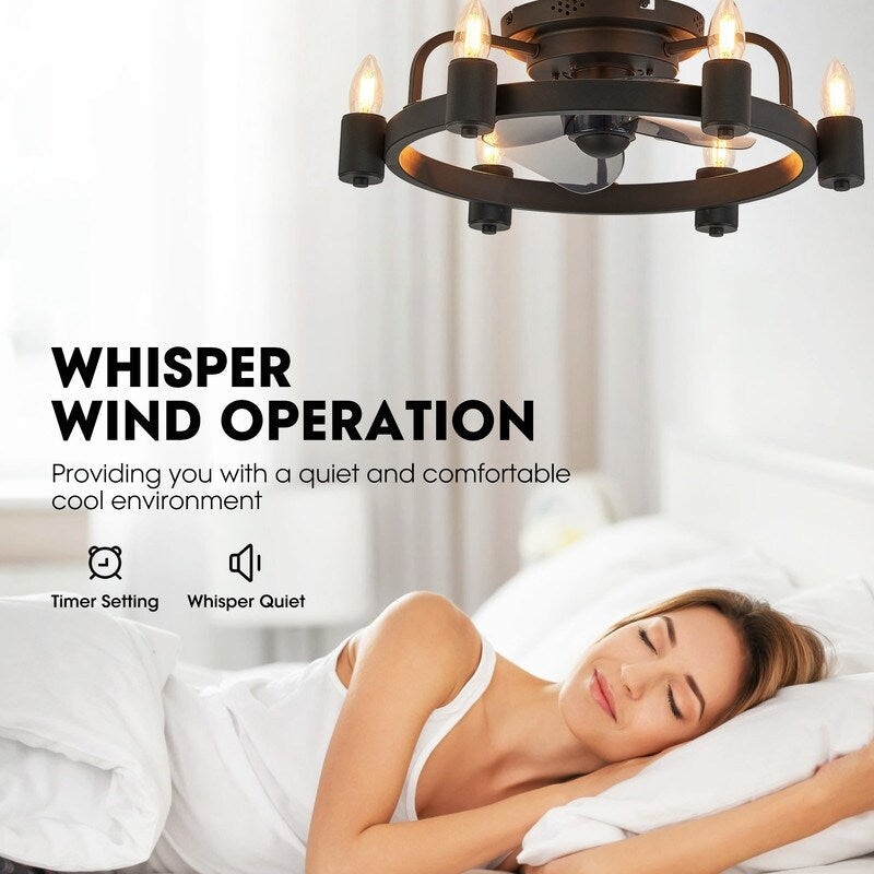 20-Zoll-Deckenventilator im modernen Landhausstil mit LED-Beleuchtung, flachem Profil, Einbauleuchte und Fernbedienung für das Wohnzimmer