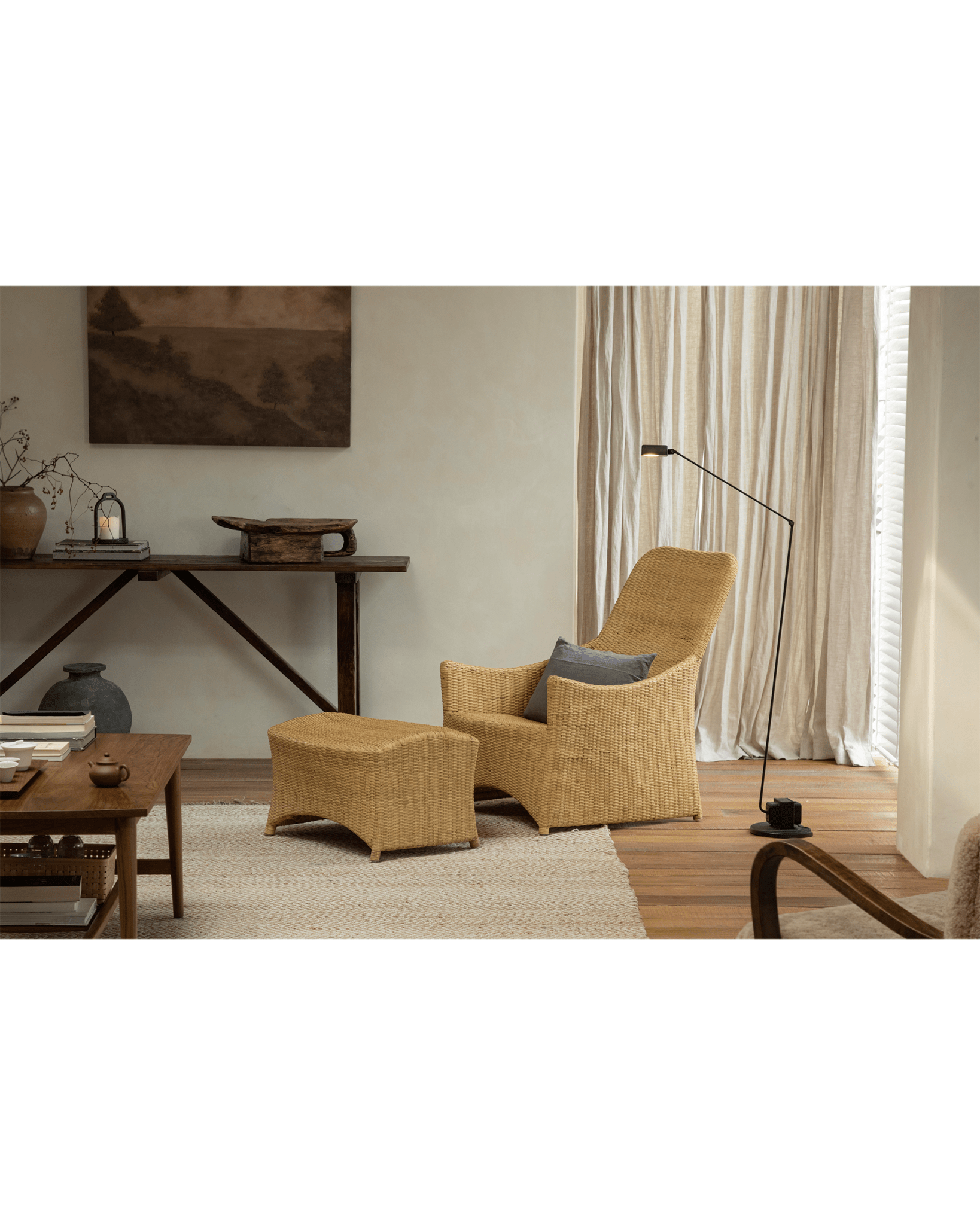 Gleit-Loungesessel aus Rattan
