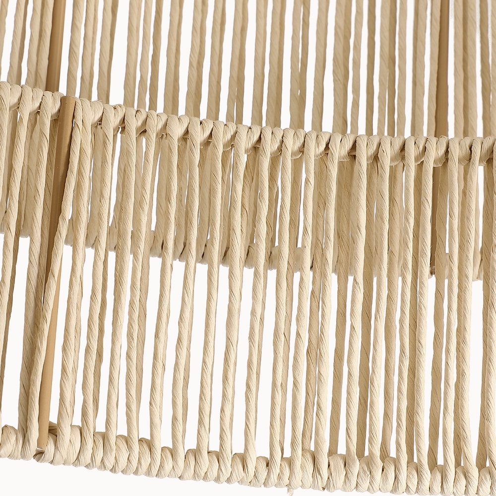 4-flammiger, gestufter Rattan-Trommel-Kronleuchter mit schwarzem Baldachin – 22 Zoll breit