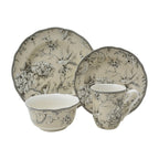 222 Fifth Adelaide 16-teiliges Porzellan-Geschirrset mit runden Tellern, Schüsseln und Bechern, Antikweiß