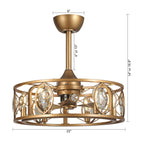 22 Moderner Kristall-Käfig-Deckenventilator-Kronleuchter mit Fernbedienung