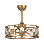 22 Moderner Kristall-Käfig-Deckenventilator-Kronleuchter mit Fernbedienung