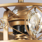 22 Moderner Kristall-Käfig-Deckenventilator-Kronleuchter mit Fernbedienung