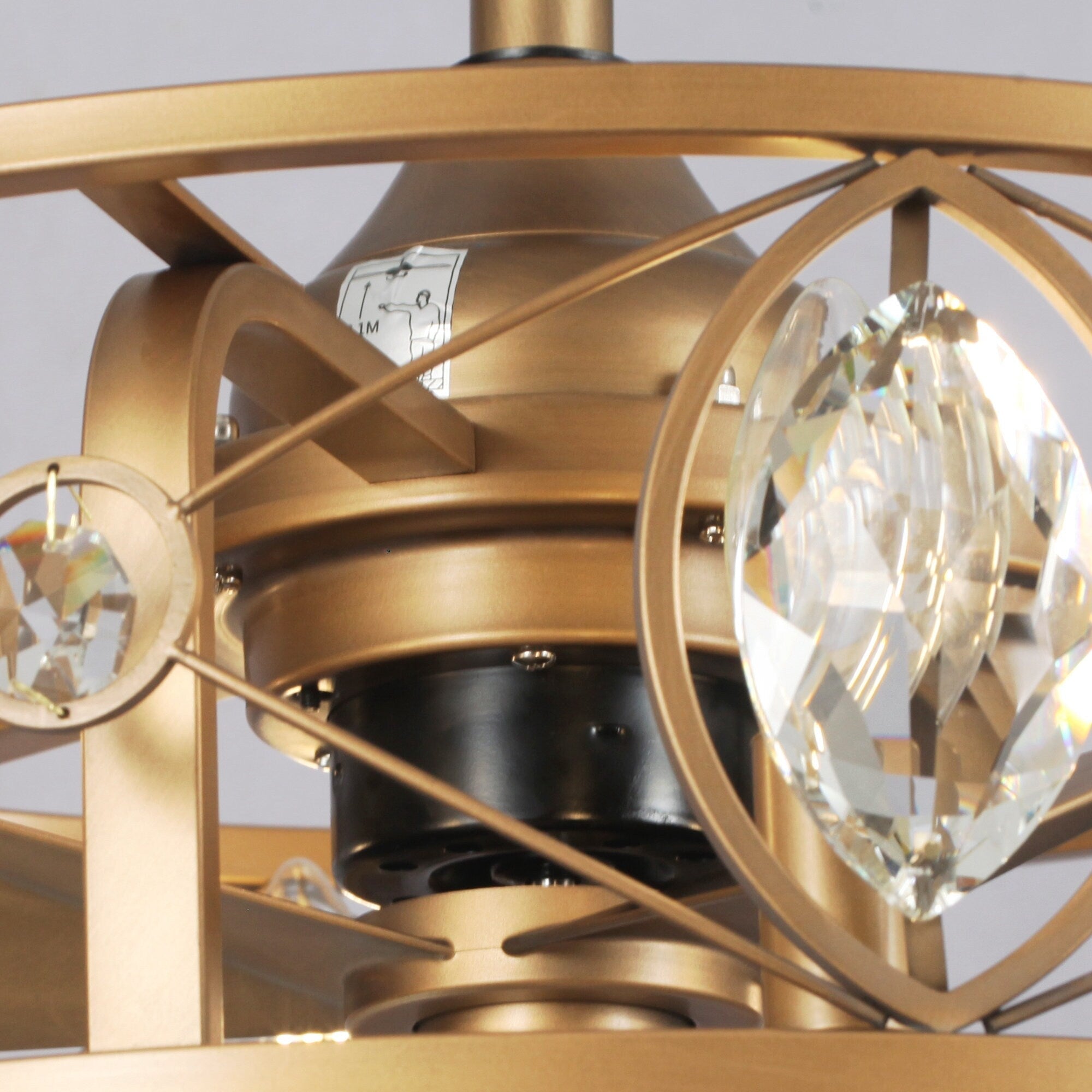 22 Moderner Kristall-Käfig-Deckenventilator-Kronleuchter mit Fernbedienung