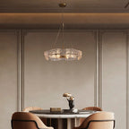 Moderner goldener Kristall-Kronleuchter (60 cm) mit 6 Leuchten im glamourösen Trommel-Design für Kücheninsel und Esszimmer