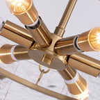 Moderner goldener Kristall-Kronleuchter (60 cm) mit 6 Leuchten im glamourösen Trommel-Design für Kücheninsel und Esszimmer