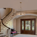 Moderner goldener Kristall-Kronleuchter (60 cm) mit 6 Leuchten im glamourösen Trommel-Design für Kücheninsel und Esszimmer