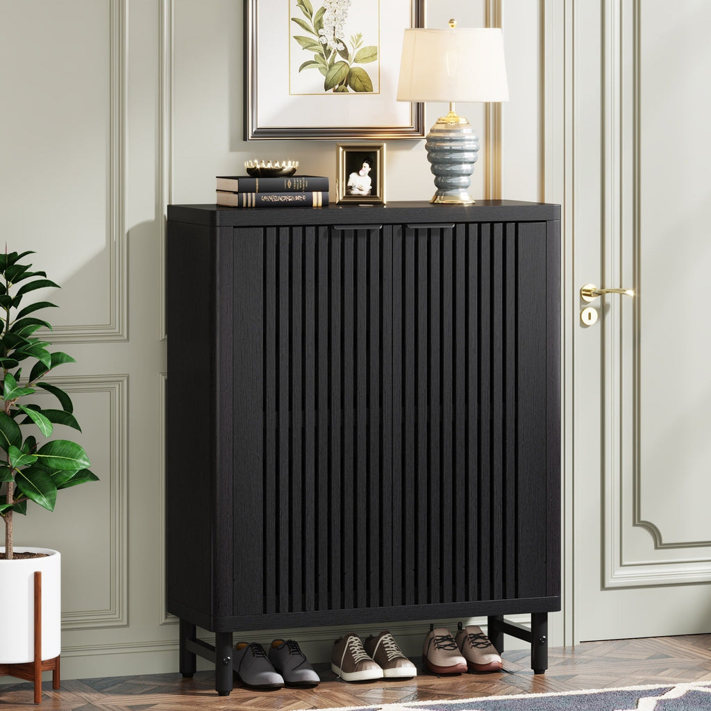 Schuhschrank mit Tür für 24 Paar Schuhe, geeignet für Eingangsbereich und Wohnzimmer