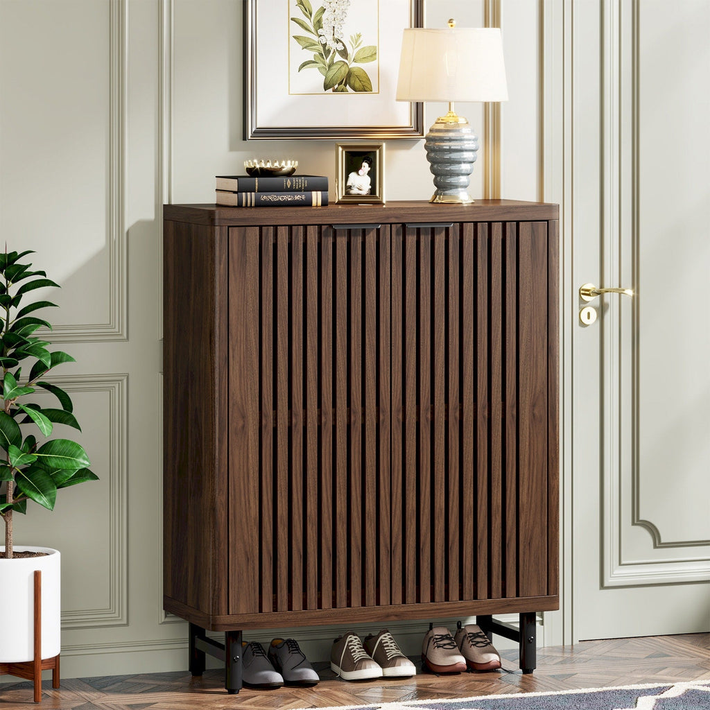 Schuhschrank mit Tür für 24 Paar Schuhe, geeignet für Eingangsbereich und Wohnzimmer