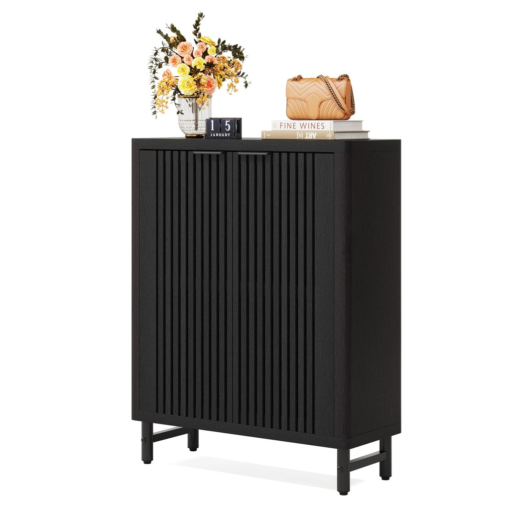 Schuhschrank mit Tür für 24 Paar Schuhe, geeignet für Eingangsbereich und Wohnzimmer