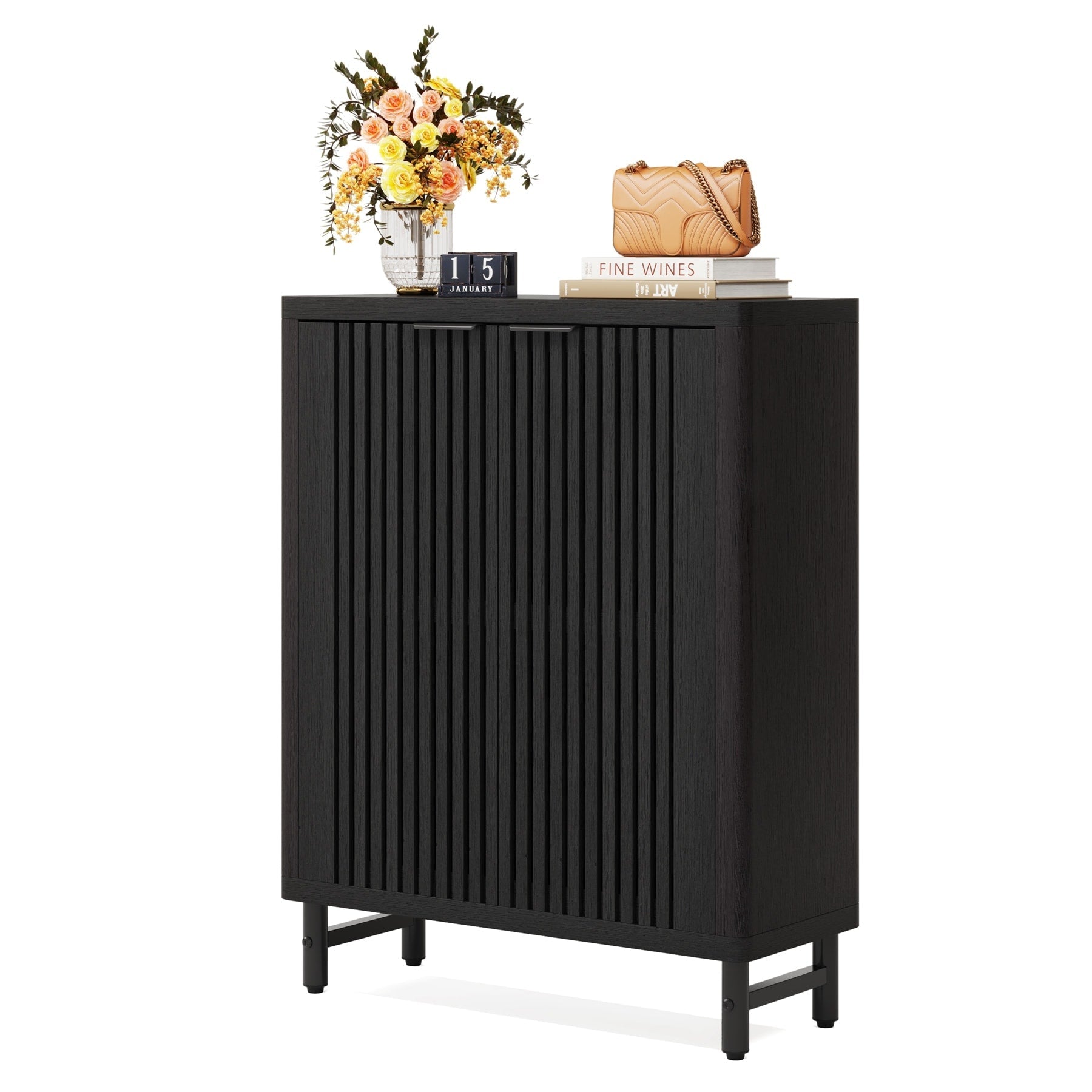 Schuhschrank mit Tür für 24 Paar Schuhe, geeignet für Eingangsbereich und Wohnzimmer