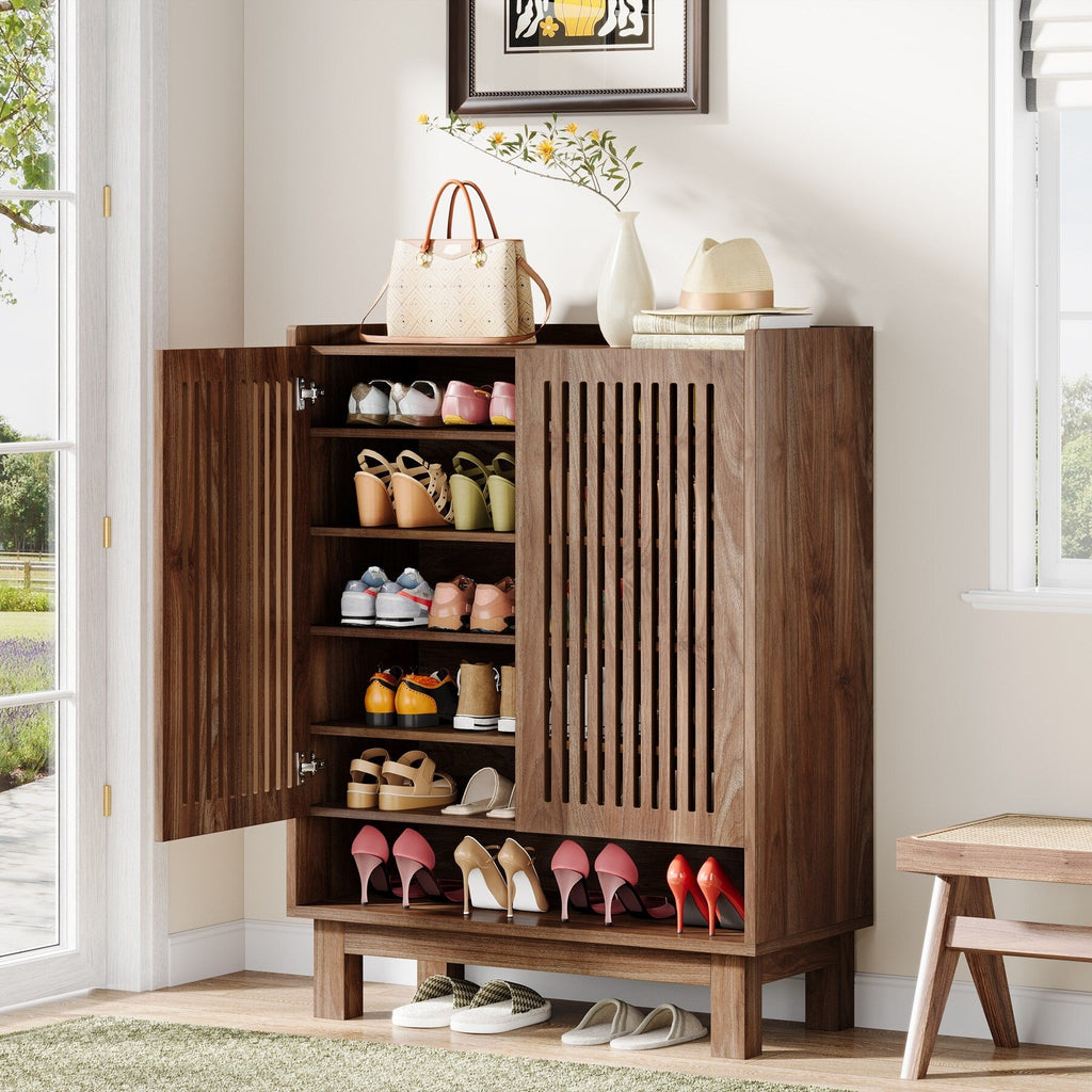 Schuhschrank mit Tür für 24 Paar Schuhe, geeignet für Eingangsbereich und Wohnzimmer