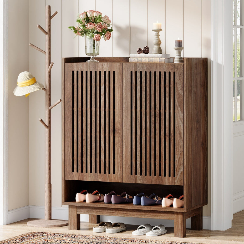 Schuhschrank mit Tür für 24 Paar Schuhe, geeignet für Eingangsbereich und Wohnzimmer