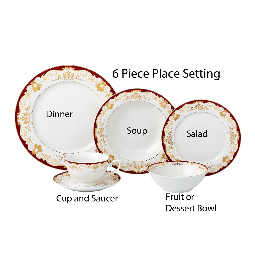 24-teiliges Geschirrset aus Knochenporzellan, Service für 4 Personen von Lorren Home Trends