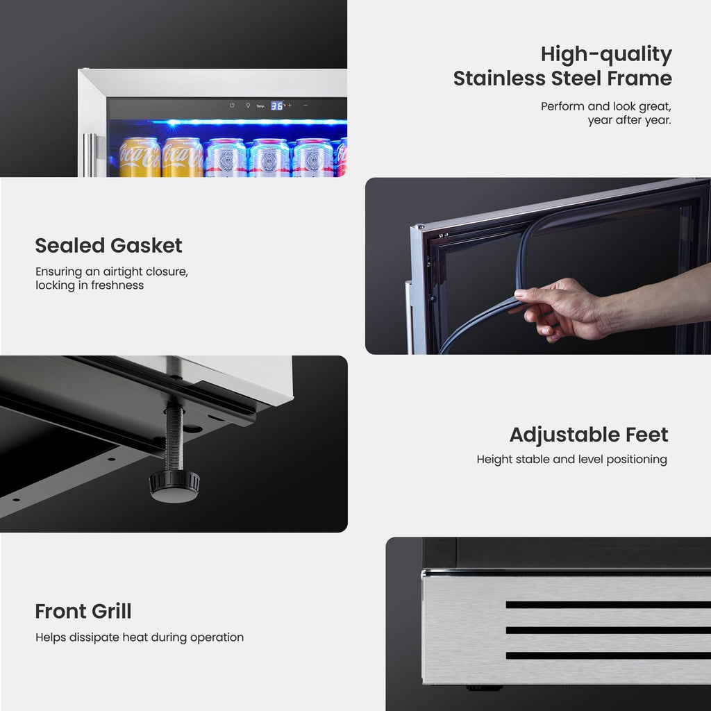 24-Zoll-Getränkekühlschrank für 140 Dosen, geeignet für Limonaden, Wein und andere Getränke – 24 Zoll