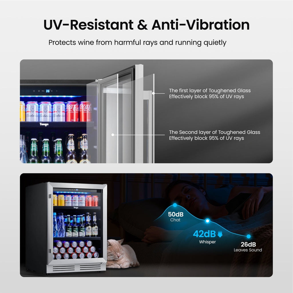 24-Zoll-Getränkekühlschrank für 140 Dosen, geeignet für Limonaden, Wein und andere Getränke – 24 Zoll