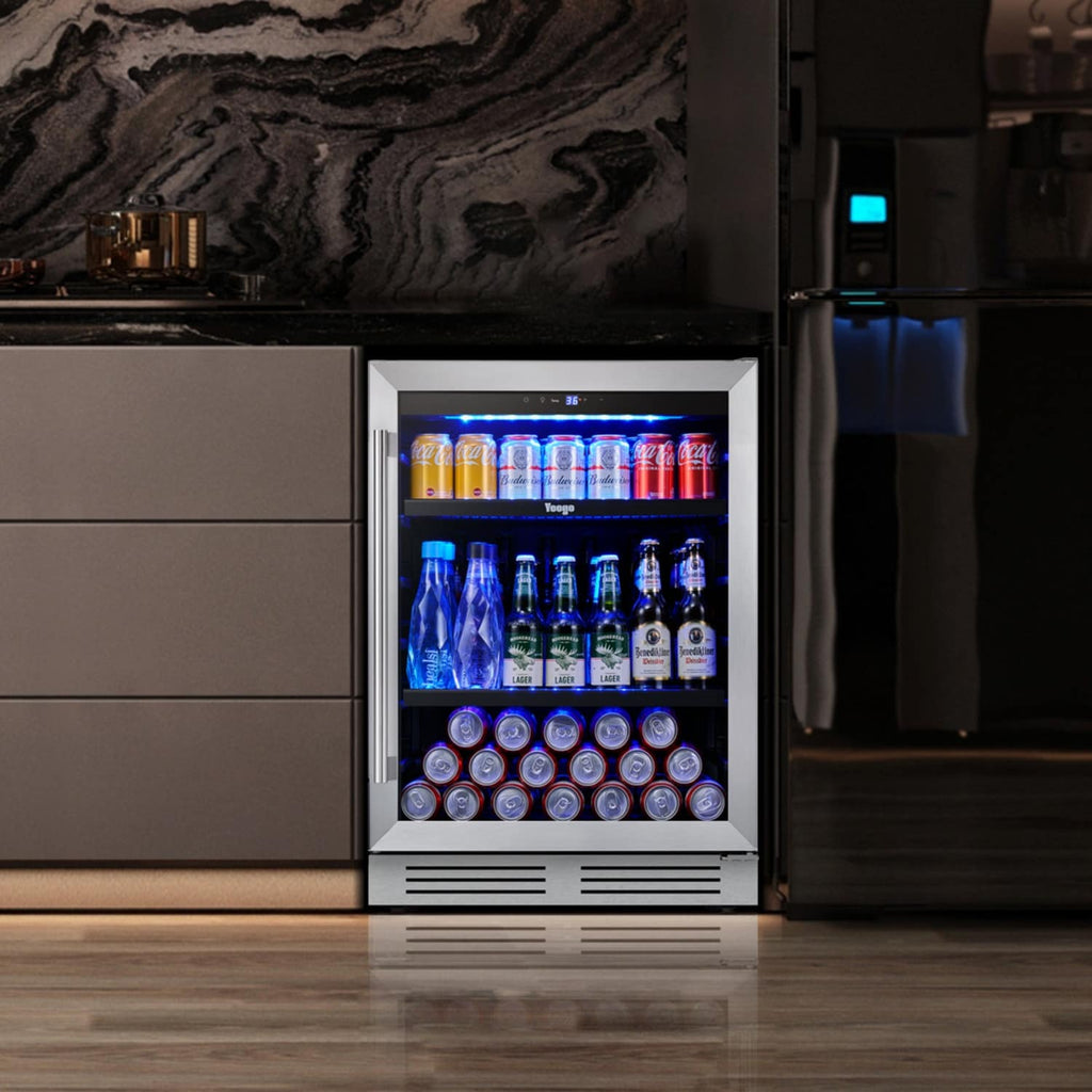 24-Zoll-Getränkekühlschrank für 140 Dosen, geeignet für Limonaden, Wein und andere Getränke – 24 Zoll