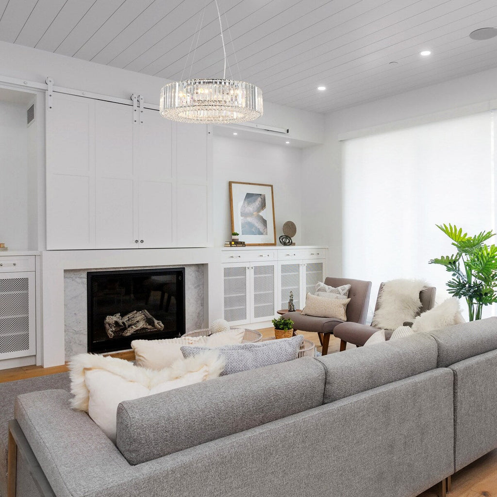 24,8 Zoll (63 cm) hoher, 8-flammiger Kronleuchter im Landhausstil, Kristallkronleuchter, Trommelkronleuchter für Esszimmer, Wohnzimmer, Schlafzimmer, Küche