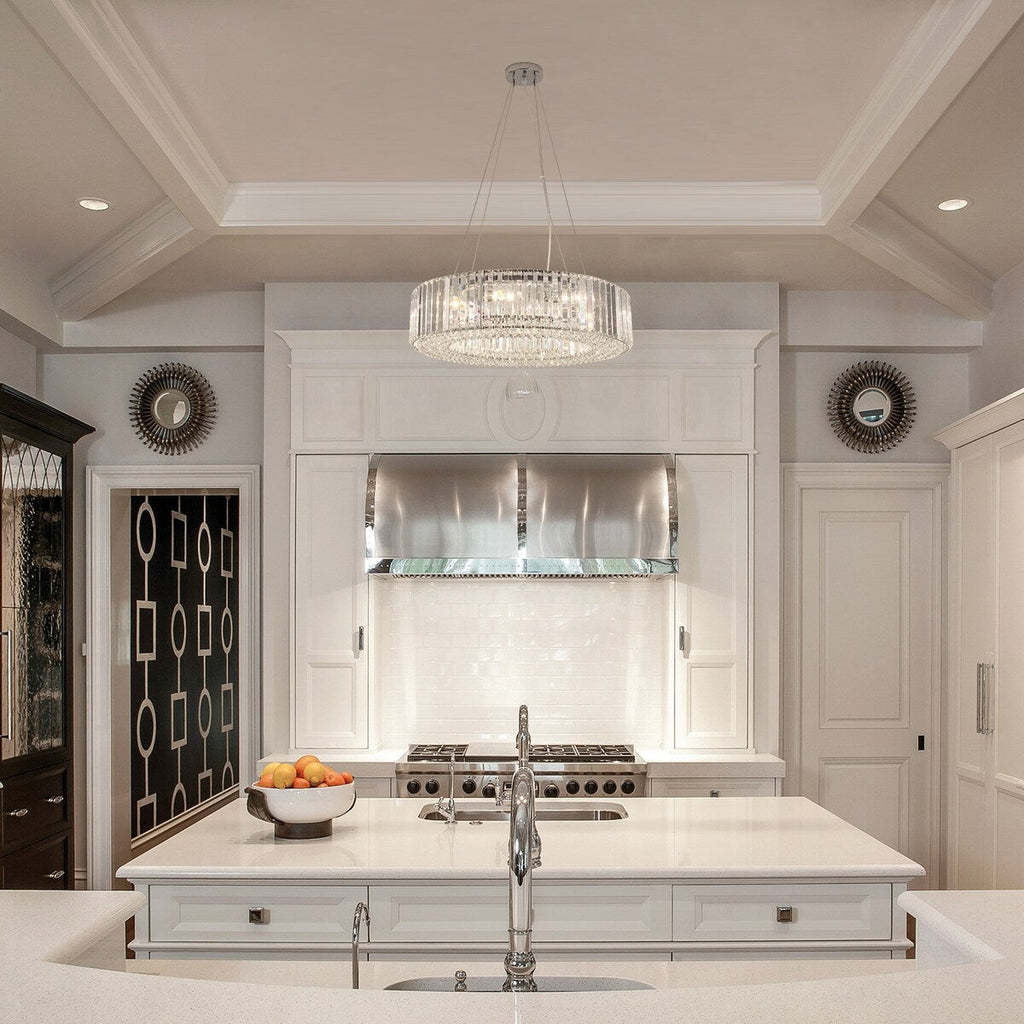 24,8 Zoll (63 cm) hoher, 8-flammiger Kronleuchter im Landhausstil, Kristallkronleuchter, Trommelkronleuchter für Esszimmer, Wohnzimmer, Schlafzimmer, Küche