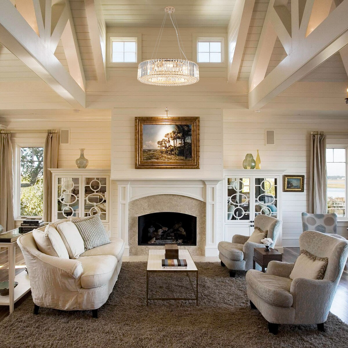 24,8 Zoll (63 cm) hoher, 8-flammiger Kronleuchter im Landhausstil, Kristallkronleuchter, Trommelkronleuchter für Esszimmer, Wohnzimmer, Schlafzimmer, Küche