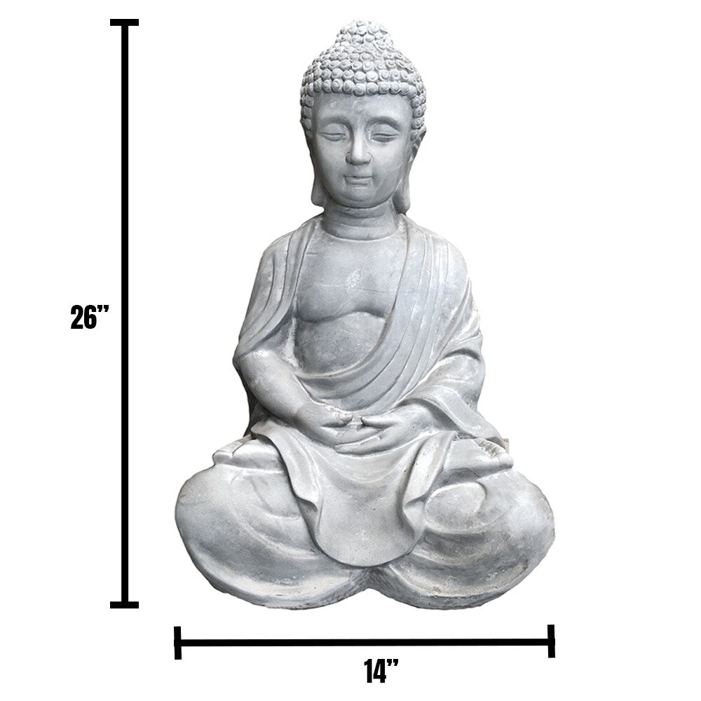 25,6 Zoll große, leichte Betonstatue eines meditierenden Buddhas