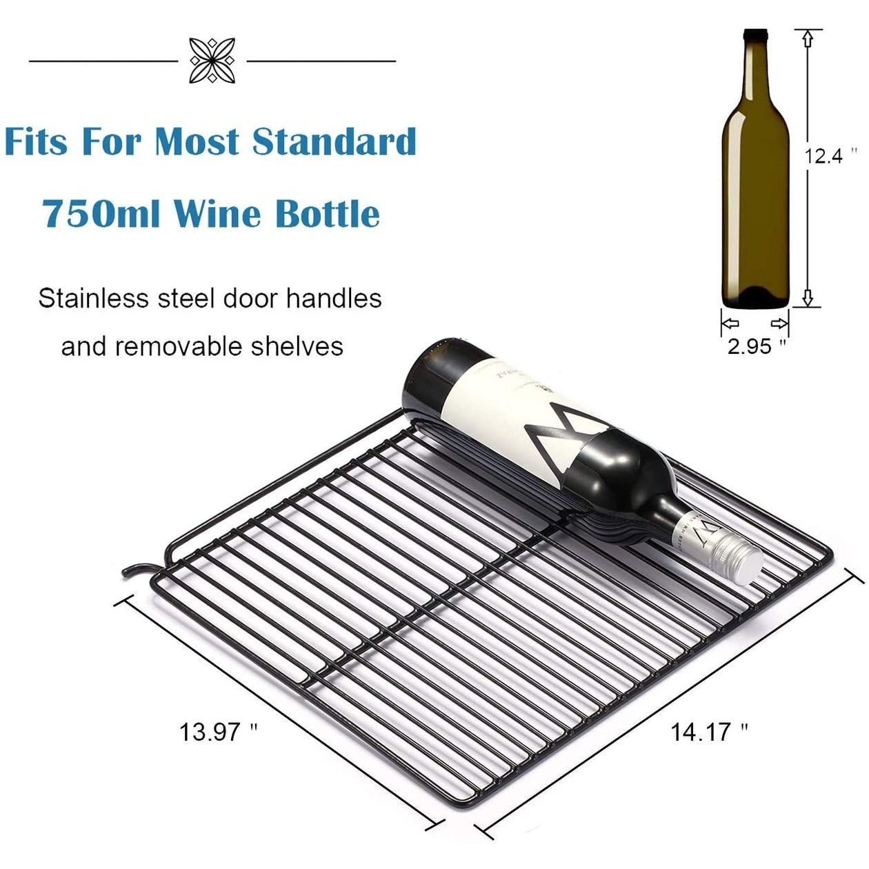Weinkühlschrank/Getränkeschrank/Minikühlschrank für 26 Flaschen – 44,5 x 49 x 79 cm