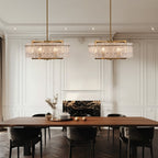 26 Zoll (ca. 66 cm) großer, moderner Kristall-Kronleuchter in Trommelform mit 6 Leuchten, glamourös, dimmbar, für Kücheninseln und Esszimmer. Mit Milchglas.