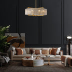 26 Zoll (ca. 66 cm) großer, moderner Kristall-Kronleuchter in Trommelform mit 6 Leuchten, glamourös, dimmbar, für Kücheninseln und Esszimmer. Mit Milchglas.