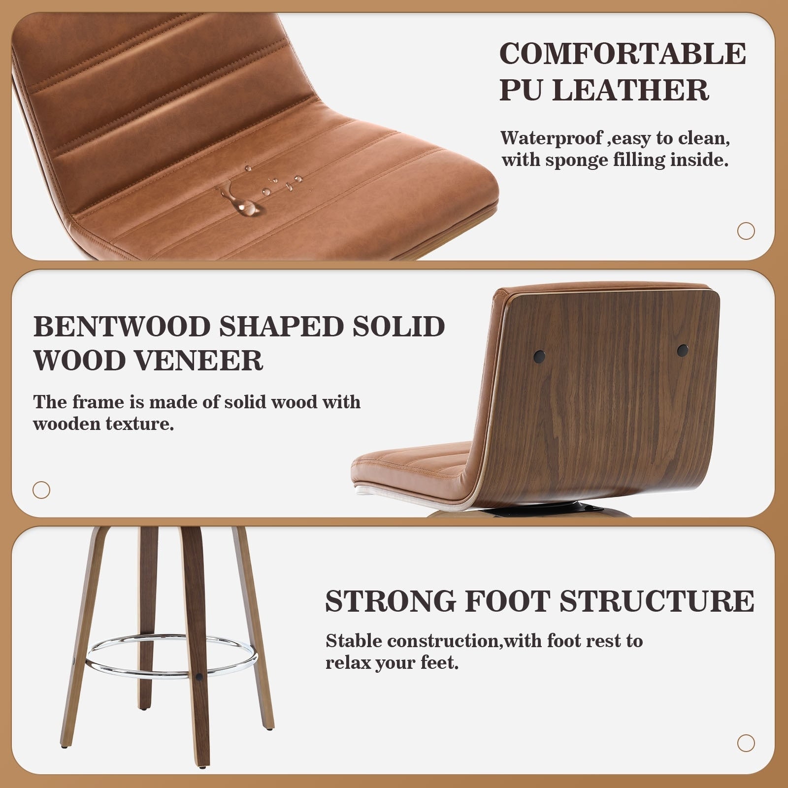 26/29 Barhocker/Tresenhocker aus Kunstleder, drehbar, 2er-/3er-Set