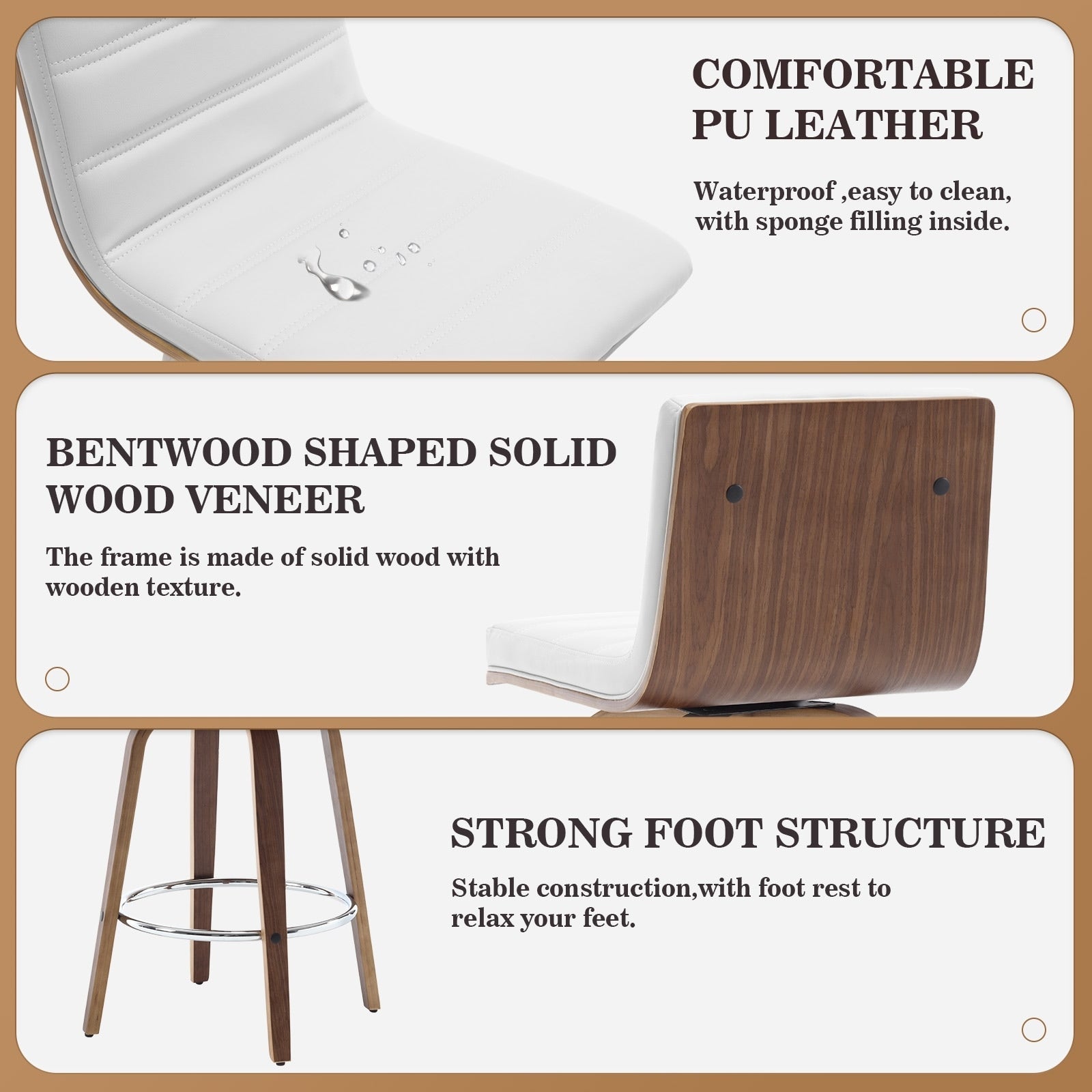 26/29 Barhocker/Tresenhocker aus Kunstleder, drehbar, 2er-/3er-Set