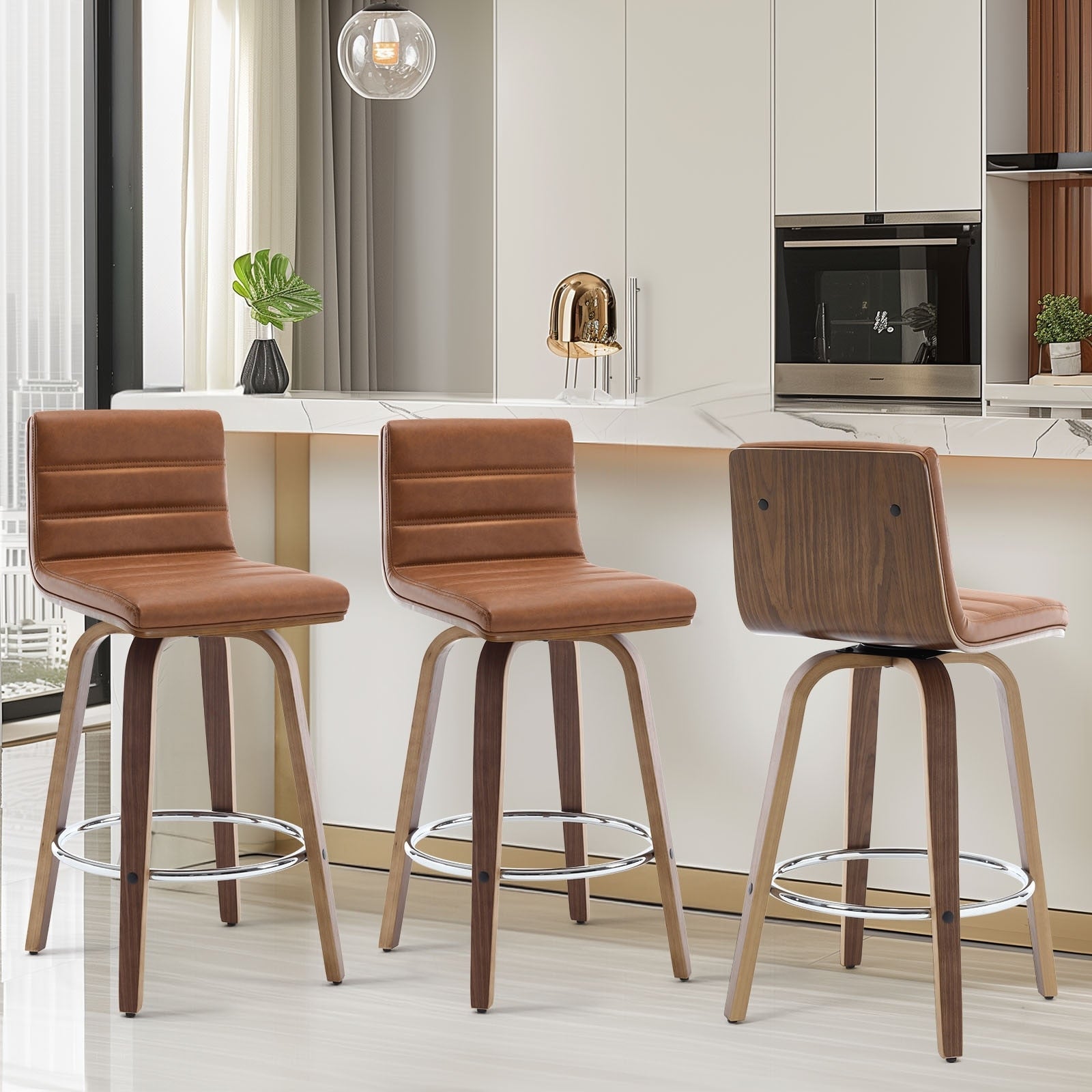26/29 Barhocker/Tresenhocker aus Kunstleder, drehbar, 2er-/3er-Set