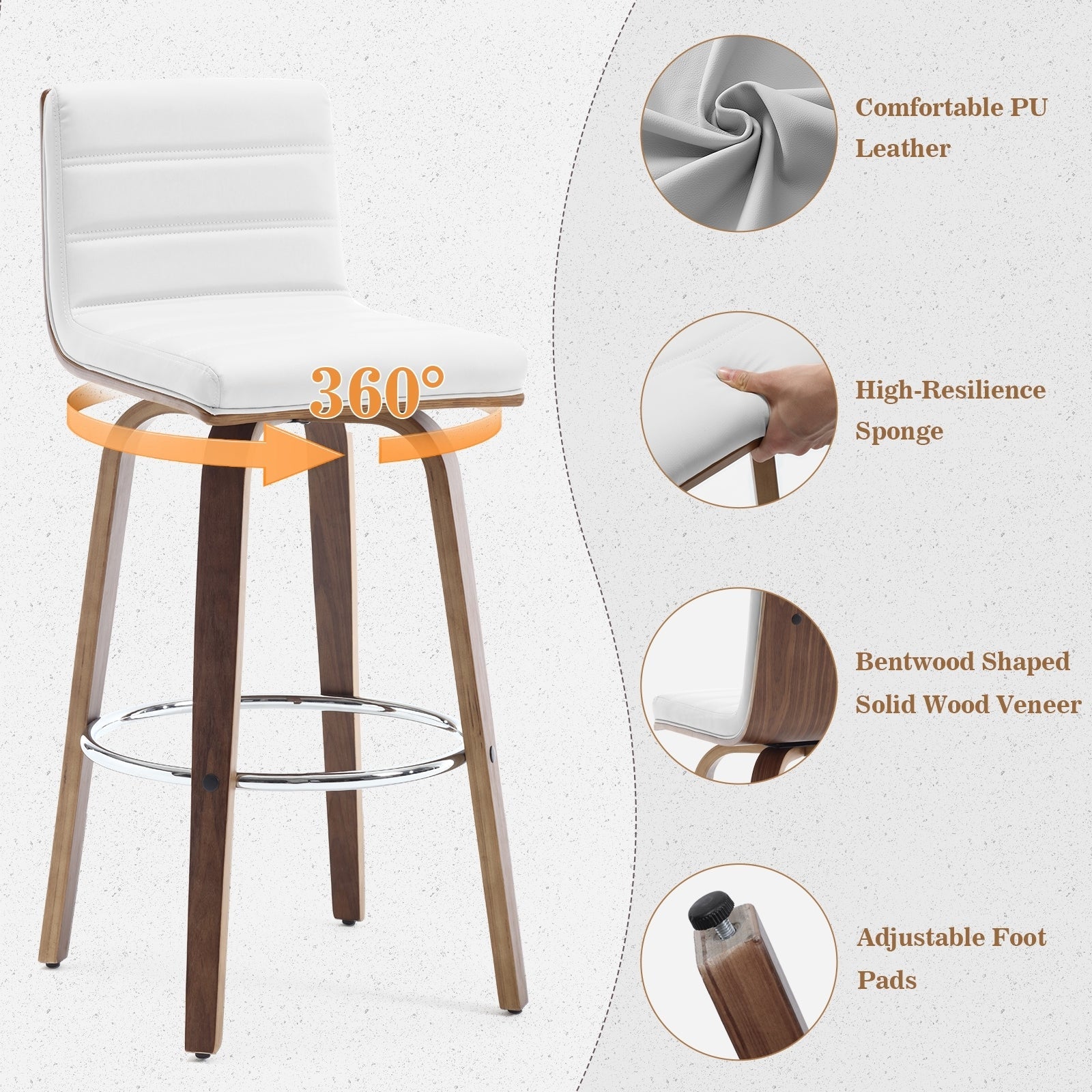 26/29 Barhocker/Tresenhocker aus Kunstleder, drehbar, 2er-/3er-Set