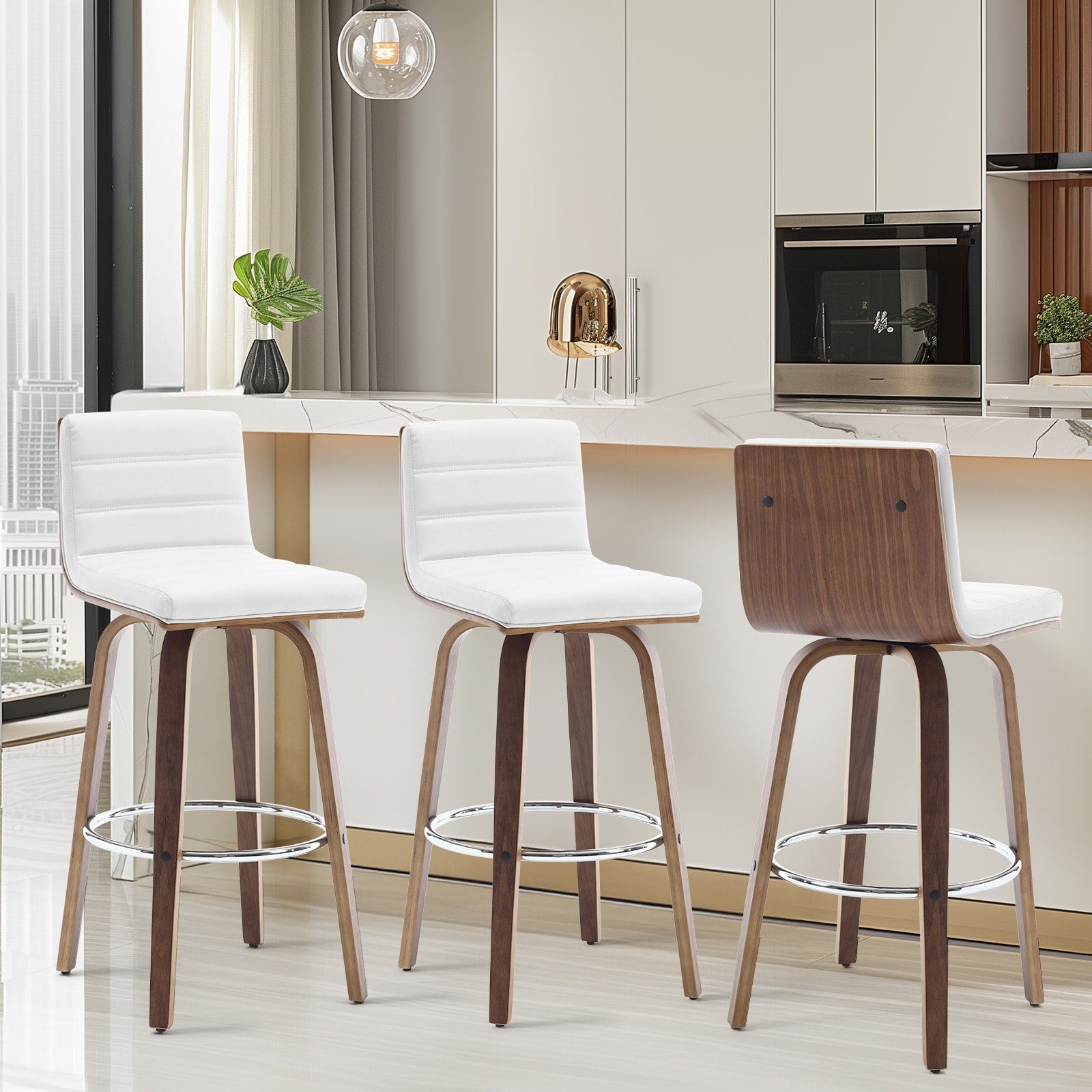 26/29 Barhocker/Tresenhocker aus Kunstleder, drehbar, 2er-/3er-Set