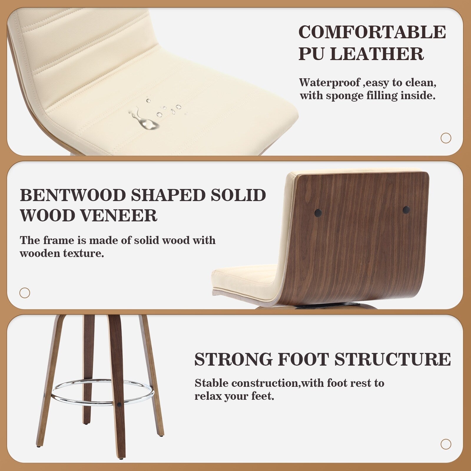 26/29 Barhocker/Tresenhocker aus Kunstleder, drehbar, 2er-/3er-Set