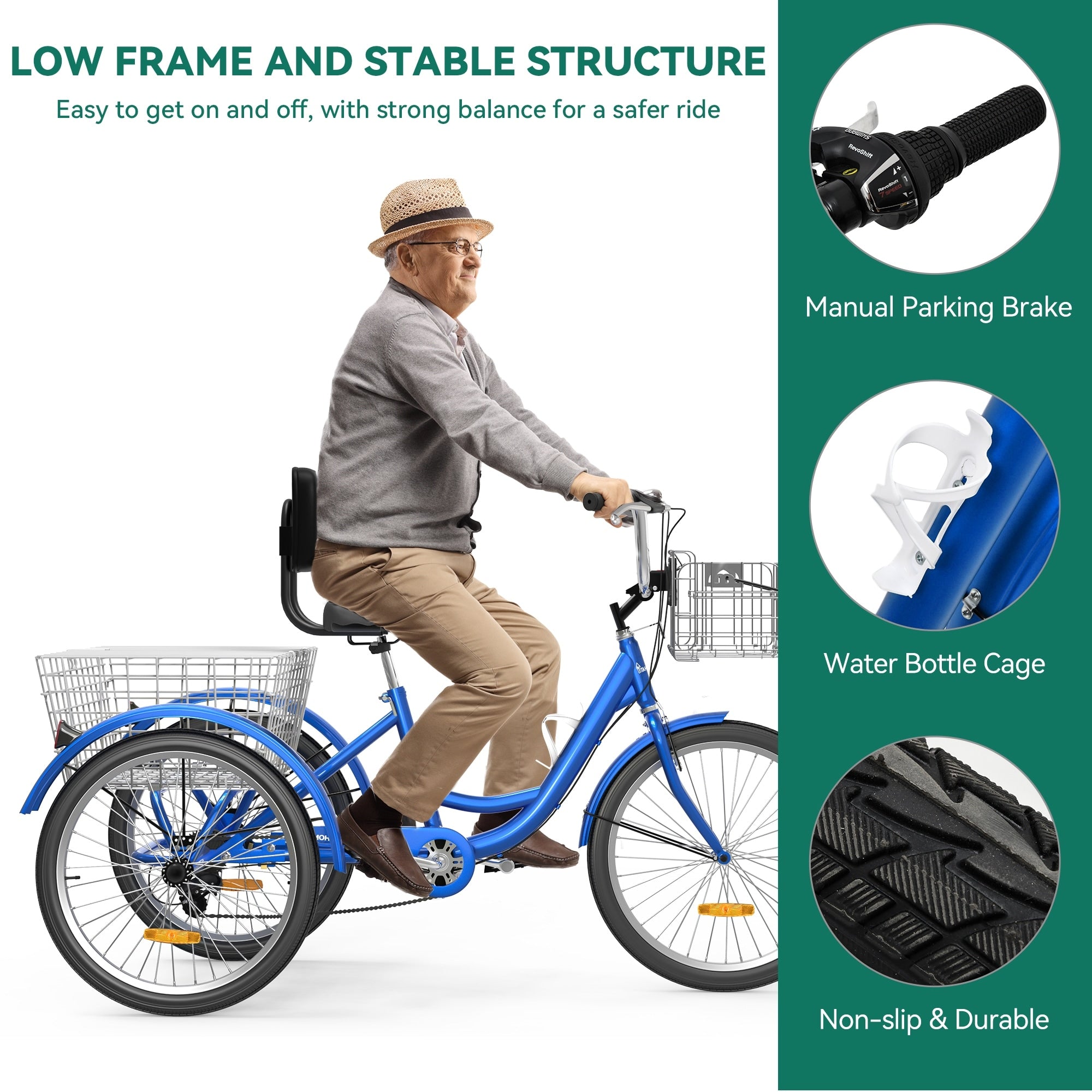 26 Dreiräder für Erwachsene, 3 Räder, 7-Gang-Dreirad