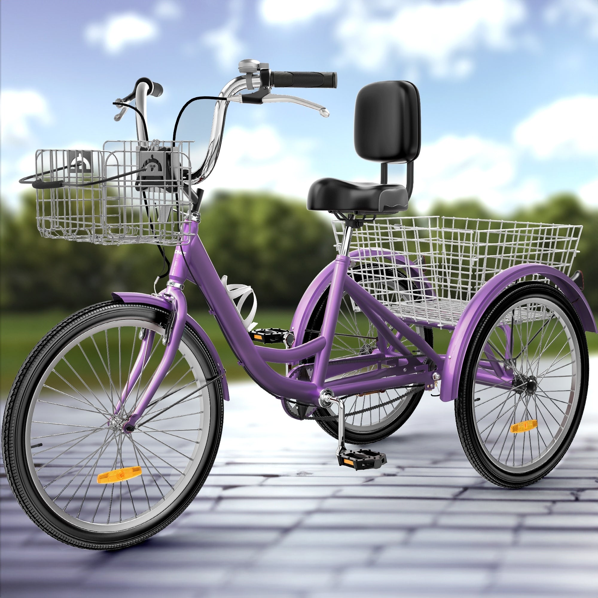 26 blaue Dreiräder für Erwachsene mit abnehmbaren Körben