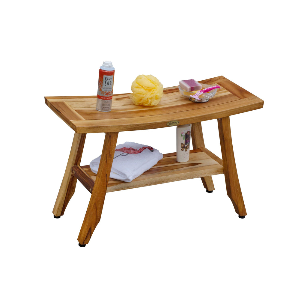 EcoDecors 71 cm (28 Zoll) Teak-Duschbank, Holzbank, Badezimmerbank, Teak-Badezimmerbank, Teak-Duschhocker, Teak-Duschsitz