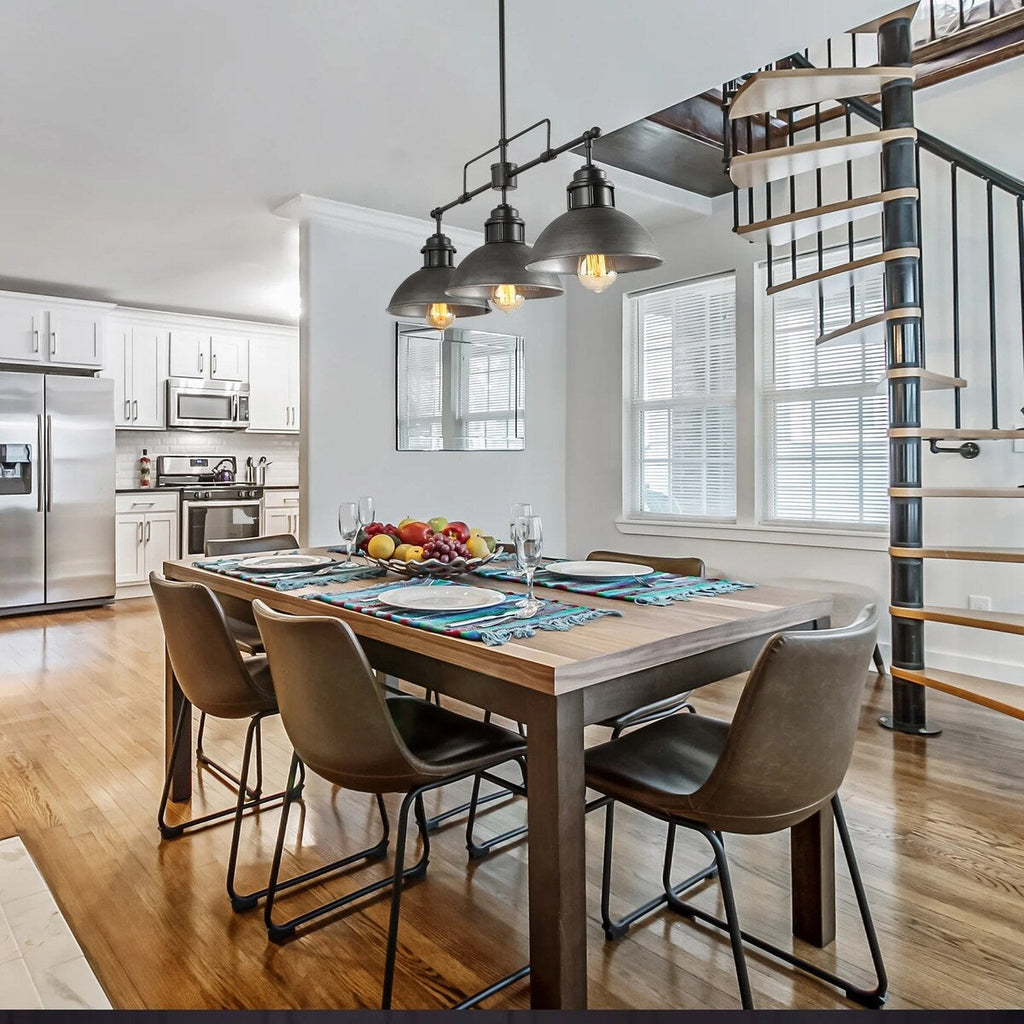 3-flammige Pendelleuchte im industriellen Landhausstil, linear, Metall, Kücheninsel-Pendelleuchte, Oberfläche in geöltem Bronze-Finish