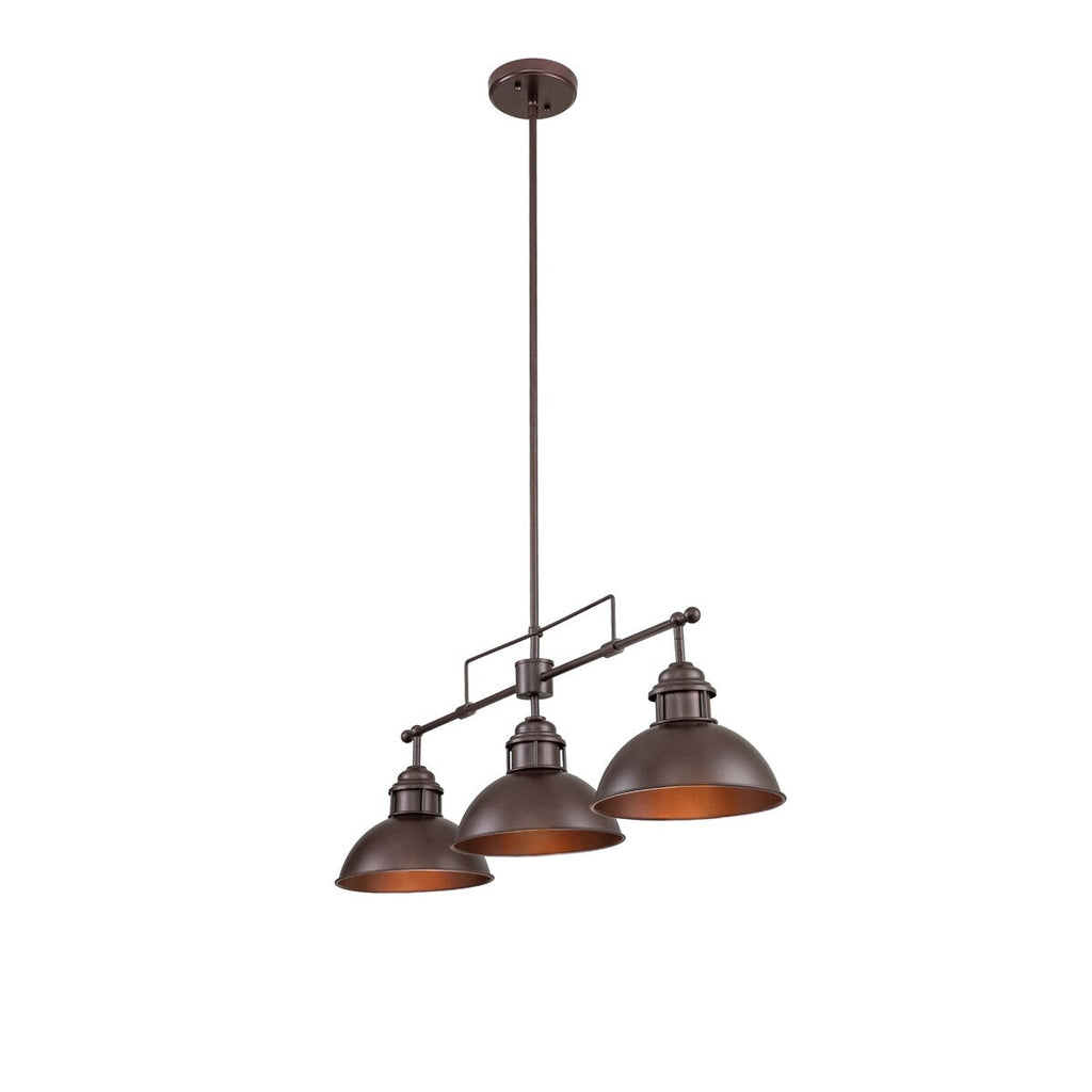 3-flammige Pendelleuchte im industriellen Landhausstil, linear, Metall, Kücheninsel-Pendelleuchte, Oberfläche in geöltem Bronze-Finish