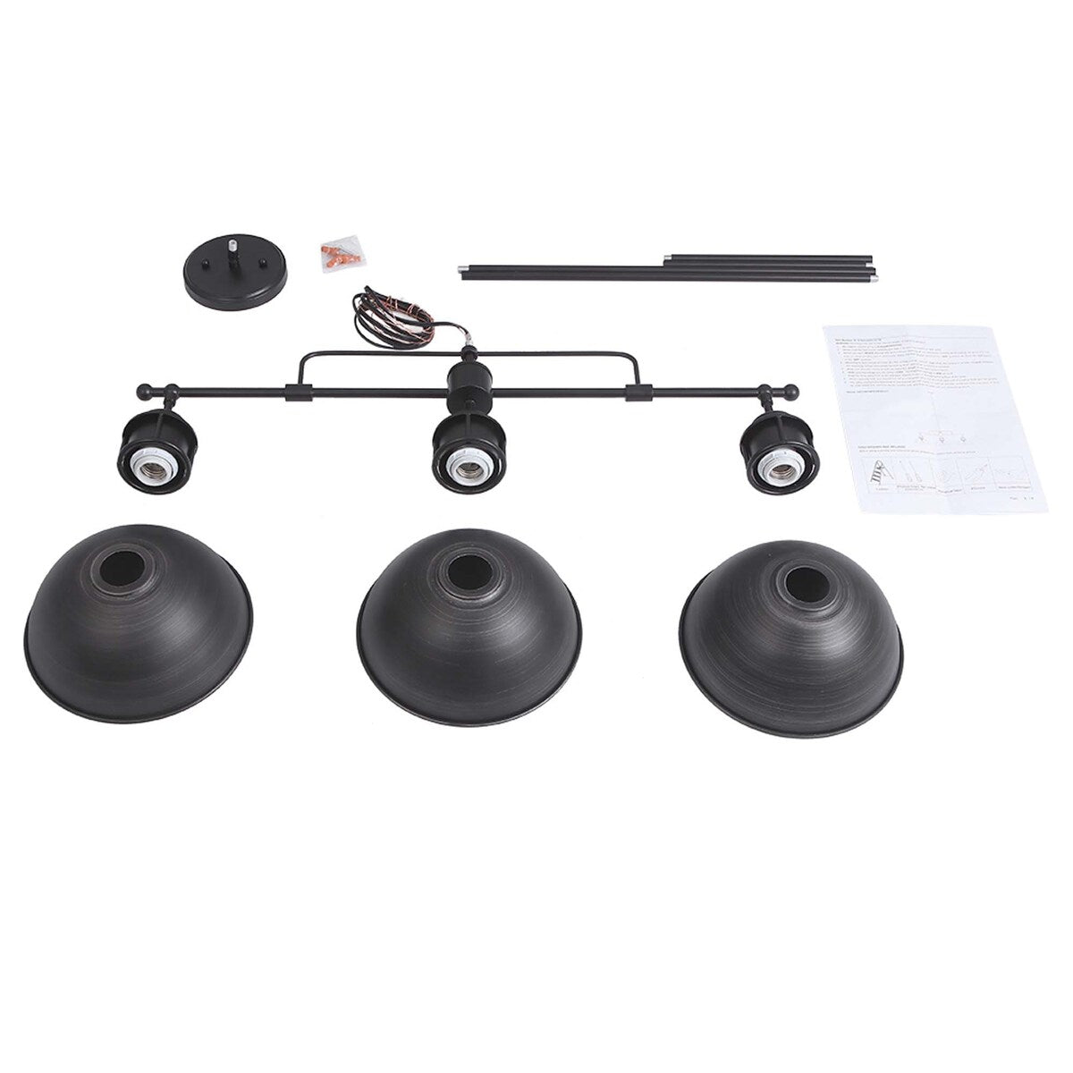 3-flammige Pendelleuchte im industriellen Landhausstil, linear, Metall, Kücheninsel-Pendelleuchte, Oberfläche in geöltem Bronze-Finish